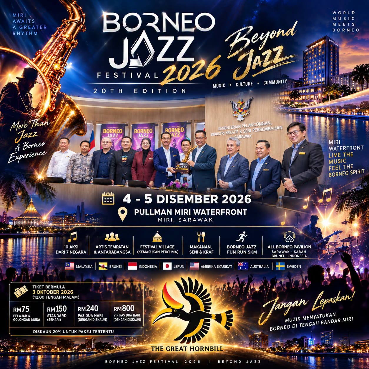 Borneo Jazz Edisi Ke-20 Bakal Meriahkan Jantung Bandar Miri 4-5 Disember