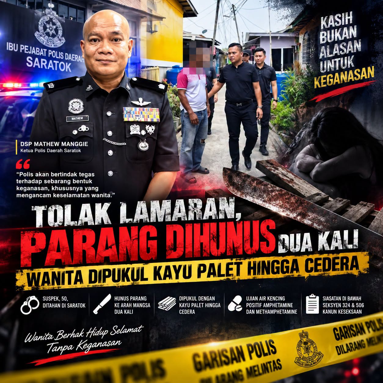 Tolak Lamaran, Parang Dihunus 2 Kali, Wanita Dipukul Kayu Palet Hingga Cedera